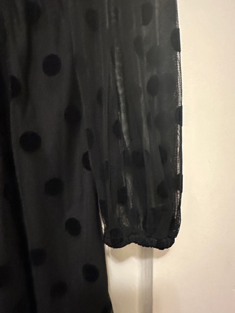 Boden Black Polka Dot Mesh Midi Dress with Sheer Sleeves - Picture 12 of 12